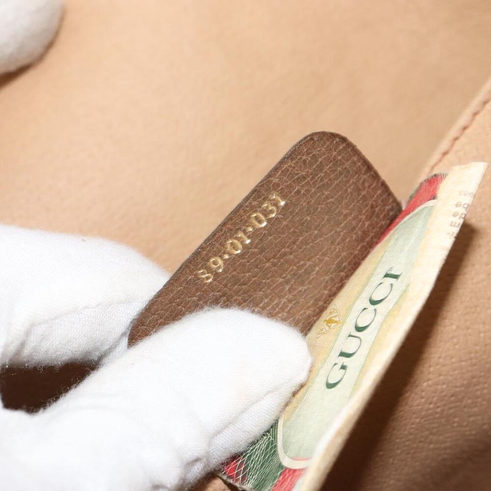GUCCI GG Supreme Web Sherry Line Clutch Bag PVC Beige Gold 89 01 031 Auth 156430 - Picture 12 of 16